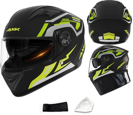 SMTSEC Motorradhelm Damen Herren Full Face Helm Retro Klapphelm DOT/ECE-Zertifizierter Mit Anti-Fog Sonnenblende Helm Motorrad Downhill Helm Mopedhelm Schutzhelm Für Cruiser Chopper,Yellow-55~62CM
