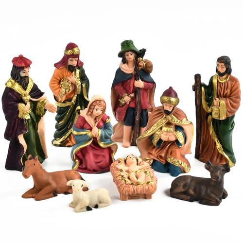 XIABYAYU Figurines de Crèche de Noël, Décoration de Noël, 10 Pcs Décoration de Table de Noël, Figurines de Crèche pour Accessoires de Table de Noël Décoration