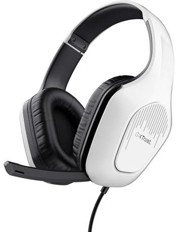 Trust Gaming GXT 418W Rayne Casque Gaming Léger pour PC Xbox PS4 PS5 Switch Mobile, Transducteurs 50 mm, Audio Jack 3.5 mm, Câble de 2 m, Casque Gamer Filaire Over-Ear avec Micro, Blanc
