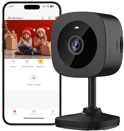 Security Camera indoor home,2K WiFi Camera, 6 IR LEDs Night Vision, IR Cut,Indoor Security Camera for Elder/Baby/Dog/Pet, App Auto 3-Day Cloud Storage, 24/7 SD Card Storage, AI Motion Detection