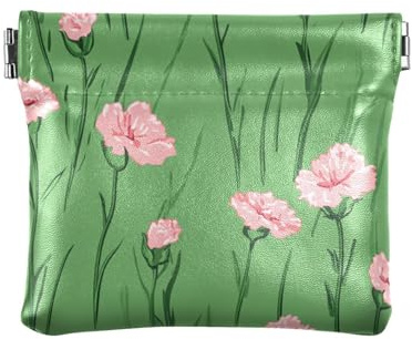 Nelke Spitze Gras Grün Damen Leder Münzbörse Fancy Mini Münzbörse Beutel für Mädchen Frauen Damen
