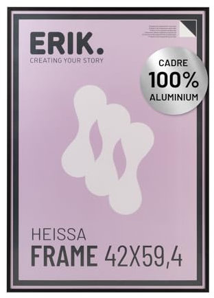 Grupo Erik: Cornice A2-42 x 59,4 cm Nera - Cornice Alluminio da parete leggera, Cornice grande per puzzle o foto - Packaging protetto durante il trasporto