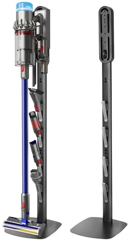 Vacuum Stand Holder for Dyson Gen5 V8 V15 V12 V11 V10 V7 V6, FrontLine Metal Floor Docking Station with Built-in Cord Management, Space-Saving Organizer with 4 Hooks for Cordless Vacuum & Accessories