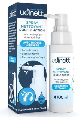 Spray Limpiador para Audífonos 100ml con Cepillo Incluido Udinett Sanitizante para Limpieza de Auriculares Bluetooth Secado Rápido Elimina Cerumen y Suciedad con Efecto Inmediato
