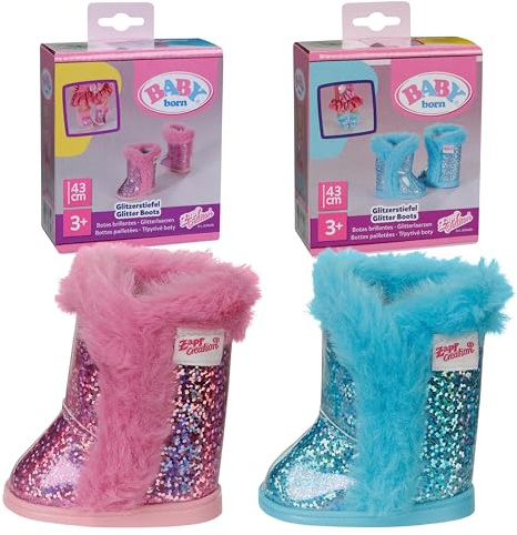 BABY born Stivaletti Glitter – 1 paio di scarpe per bambola in due design possibili – Selezione casuale del modello – Adatti a tutte le bambole da 43 cm – Accessorio per bambole di alta qualità