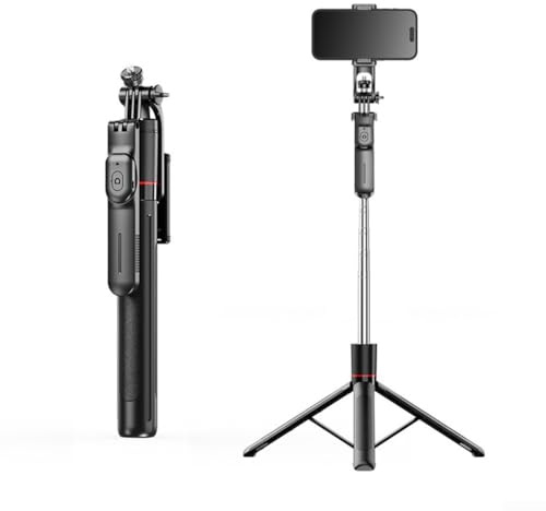 Snowchecking F16 2-in-1 Selfie Treppiede Stabilizzatore Gimbal Con Telecomando, Design Portatile Regolabile Con Supporto Staccabile, Viaggio Portatile Nero