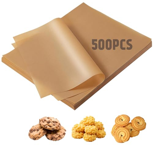 PRITOK 30x20cm Baking Paper: 500 Sheets Heavy Duty Parchment Paper Non Stick Baking Paper, Unbleached, Greaseproof Parchment Paper for Bread Meat Baking, Roasting, Cooking, for Kitchen Use