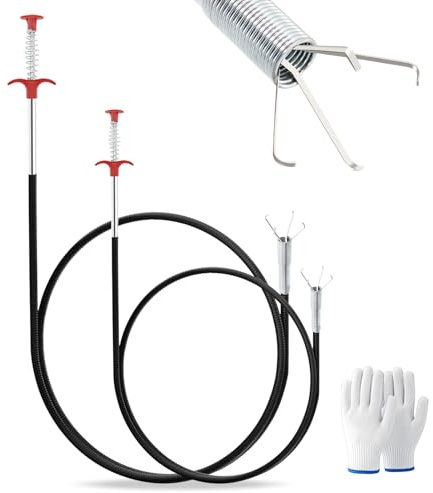 Lot de 2 Furet Deboucheur Canalisation, 200 cm/90cm Pinces à Griffes Flexibles, furet deboucheur canalisation, Tige Deboucheur Canalisation, Pince Télescopique pour Cuisine, Salle de Bain et égouts