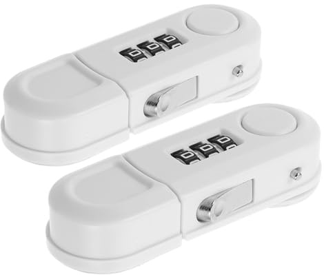 HAMPPLIES 2 Pezzi Serratura Sicurezza con Combinazione Chiusura Armadio Senza Foratura con Adesivo Forte Blocco Frigorifero e Mobile Protettivo per Resistente Facile Installazione