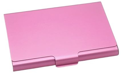 4 Stück Kreatives Visitenkartenetui for Männer aus Aluminiumlegierung, Kartenhalter, tragbar, Edelstahl, Metallbox-Abdeckung Für Desktop(Pink)