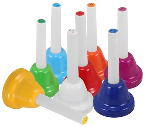 DECHOUS 8-teiliges Set aus Metall-handglocken, 8-töniges, Farbenfrohes Orff-schlaginstrument, Kleines, Handgehaltenes Glockenspiel für Kleinkinder Und Kinder, Pädagogisch Wertvoll für Klassenzimmer