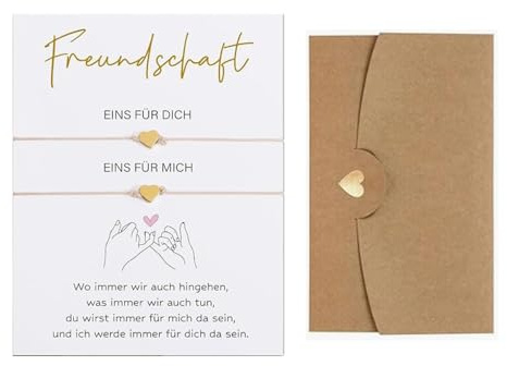 Vauki Juego de 2 pulseras de la amistad con cordón rosa trenzado y colgante de corazón dorado, pulsera ajustable, incluye tarjeta de regalo blanca y sobre, regalo para aniversario u ocasiones