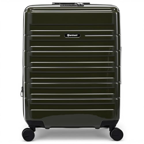 Eminent Voyager Kabinväska 55x40x20, Hårdskal Resväska | Expanderbar 55x40x20/23, TSA-lås, 4 hjul, 2,7 kg, 39 l, handbagage kabinväska, Makrolon polykarbonat, Mörkgrön