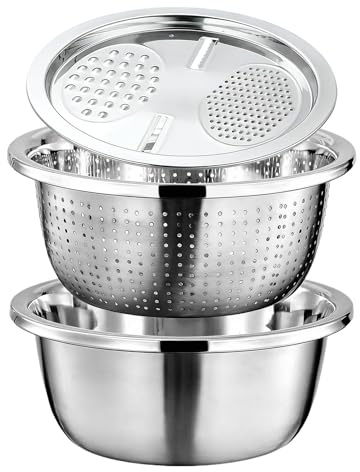 Set di Passino e da Cucina - Bacinella multiuso per scolare con grattugia | Set di Ciotole per Mescolare e Filtrare | per Casa Appartamento Bar Ristorante Sala da Pranzo Cucina Preparazione Pasti e