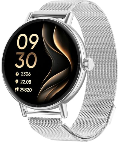 Smartwatch Damen Rund Metallarmband 1.27 Smart Watch mit Telefonfunktion Fitnessuhr mit SpO2 Herzfrequenz Stress Kalorien Schlaf Schrittzähler 120+ Sportmodi IP68 Wasserdicht Sportuhr für iOS Android