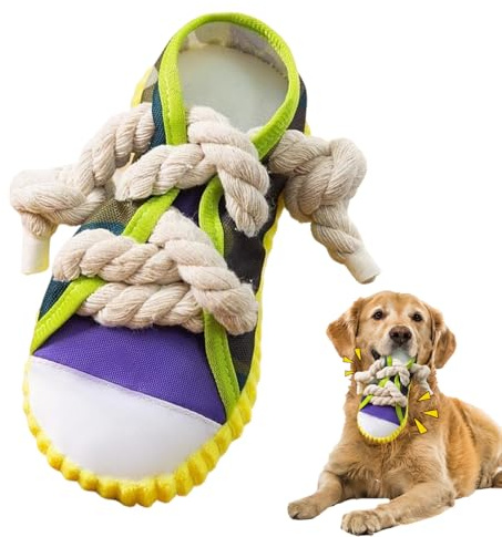 Schuhform Beißspielzeug Hund, Quietschend aus Baumwollseil und Canvas | Robustes Kauspielzeug Geeignet Für Welpen. Ideal Für Gemeinsames Spielen Sowie Das Tägliche Training Ihres Haustiers.