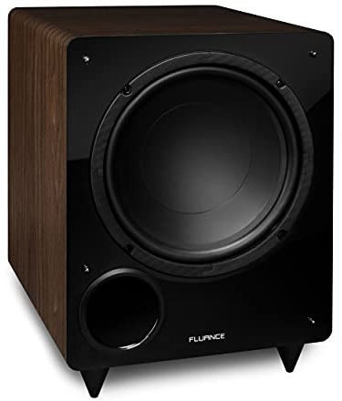 Fluance DB10W Caisson de basses basse fréquence 25,4 cm pour home cinéma (noyer naturel)