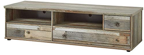 Stella Trading Bonanza Vintage TV-Board in Driftwood Optik - ausdrucksstarkes Retro Low-Board für Ihr Wohnzimmer - 162 x 43 x 52 cm (B/H/T)