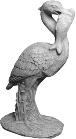 gartendekoparadies.de Fisch Reiher Steinfigur aus Steinguss, Grau, Frostsicher für Außenbereich, H. 88 cm, 63 kg