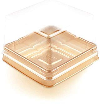 ZYMY 50 Sets 2.2 square transparent plastic mini cake box - muffin box - moon cake box - mung bean cake snow Mei Niang box (80g gold)