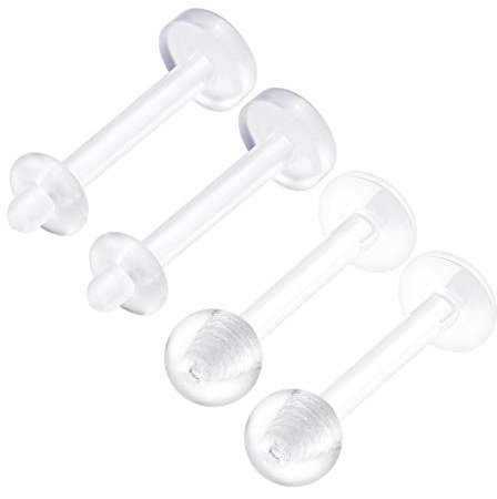 KJM FASHION 4 STK Flexibel Acryl Retainer Halter Monroe Labret 1,2mm 16g 8 mm 5/16 3mm Kugel Und Kegel Madonna Vertical Labret Ohrringe Piercing Schmuck 2497