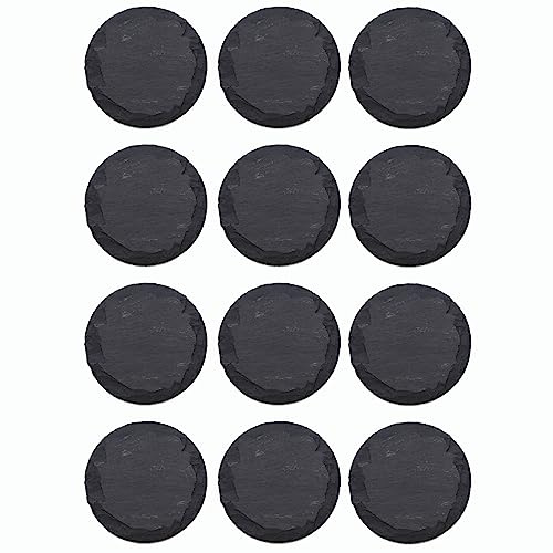 Novaliv 12x Schieferplatten rund 15cm Durchmesser Sushi Deko Servierplatten lang Schieferplatten Untersetzer Tischplatz Kerzenteller