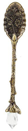 Coffee Spoon Dessert Spoon Crystal Vintage Pattern Shaped Espresso Spoons Tea Scoop (Green bronze)