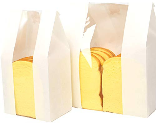 50 Stk.Papiertüten klein mit Fenster, Bodenbeutel, auch, Mitgebseltüten, Butterbrottüten, Süßigkeiten, Geschenkverpackung, Gastgeschenke Tüten (12 * 9 * 30cm/4.7 * 3.5 * 11.8 Zoll)