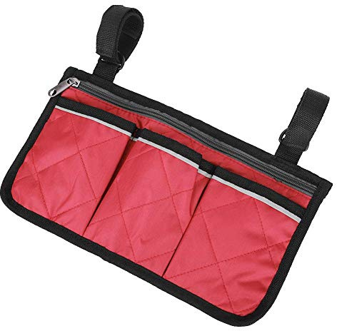 V GEBY Bolsa para Silla de Ruedas Bolsa Lateral Bolsa de Almacenamiento Colgante Multifuncional para sillas de Ruedas Scooters(Rojo)