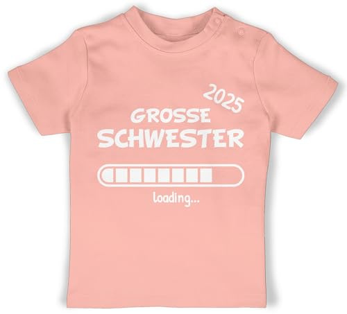Baby T-Shirt Mädchen Jungen - Geschwister Bruder und - Große Schwester Loading 2026-12/18 Monate - Babyrosa - geschwisteroutfit Sister Shirt geschwisteroutfitset Tshirt schwesterngeschenk Big