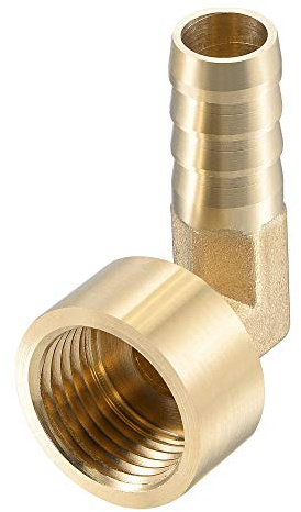 sourcing map Ottone Tubo Barb Raccordo Gomito, 12 mm Spinato x G1/2 Femmina Tubo Connettore Adattatore per Acqua Carburante Aria