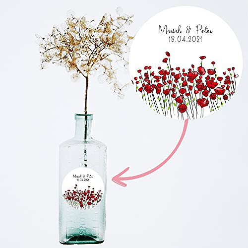 ETIKIDS - Dekorative Etiketten für Hochzeitsgeschenke, Personalisieren Sie Ihre Geschenke, Überraschung für Gäste, mit Blumenmotiv Wunschtext, Field Farbe, Papier Material