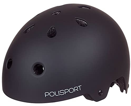 POLISPORT 8742600002 - Urban Pro Helm Fahrrad BMX Skate Skateboard für Erwachsene verstellbare Größe L (59-61cm) mit CE-Zertifizierung in Farbe Schwarz