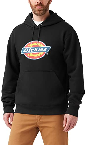 Dickies Tricolor DWR pullover fleece sweatshirt med huva för män, Stickad svart, S