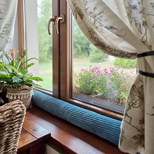 4L Textil Zugluftstopper Cord Durchzugstopper Windstopper für Türen und Fenster Luftzugstopper für Tür Türschlange Türrolle 100 cm (Türkis, 100 cm)