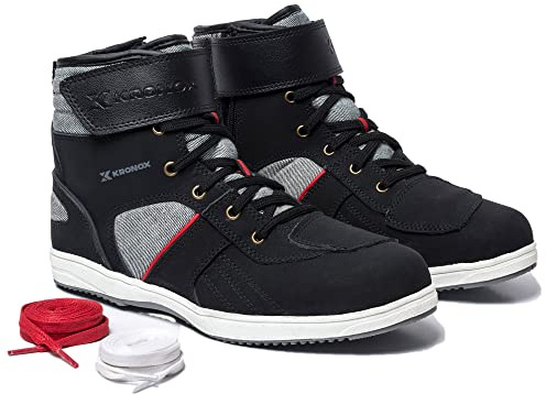 KRONOX Motorcycle Riding Shoes for Men & Women - Lightweight Reflective Protective Sneakers, Ankle Support & Stylish Moto Gear for Road & Commuting