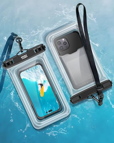 YOSH Schwimmende wasserdichte Handyhülle für Große Handytasche mit Hülle, [2 Stück] 8.5 Zoll TPU Wasserfeste Handyhülle [Separate Kartenfach] IPX8 für iPhone 16 15 14 Samsung S24 S23 S22 Ultra