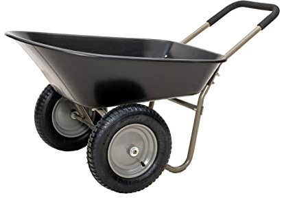 Panana 85L 150kg Capacity Garden Outdoor Trolley, Heavy Duty Steel Cart Wagon Wheelbarrow with with 2 Wheels for Farm Warehouse