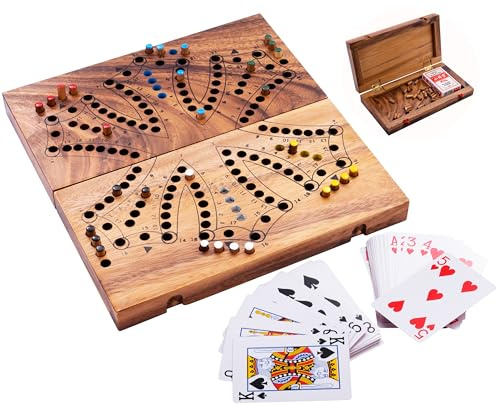 Engelhart - 350260- Tock game in a wooden box - Canadian wooden board game - 2 to 6 players - 12.6 x 25.8 x 4.5 cm