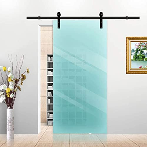 Sliding Door Track Kit 150-480cm Glass Door Slide Rail Hardware Kit, Heavy Duty Sliding Track Hangers Set，Barn Door Hanging Rail Track Accessories, Black ( Size : 16.4FT/500CM SINGL E DOOR KIT )