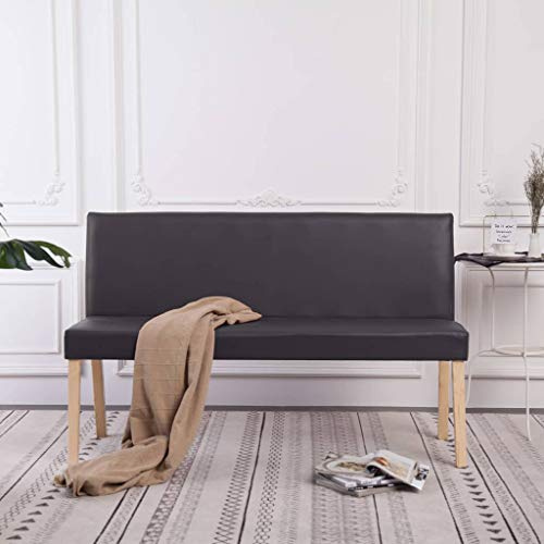 Homgoday Sitzbank Esszimmerbank Polsterbank mit Rückenlehne Flurbank Bank Wartebank Garderobenbank Eingangsbank Wohnzimmer Flur 139,5 cm Grau Kunstleder