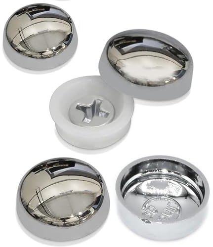 SISI UK Small Chrome Dome Screw Cover Caps for 6g & 8g Mirror Screws Fixing Screw Cover Caps for No 6-8 Gauge Screws Decorative Cap Covers Mirror Screws Firm Clip-On Type Cap Covers Pack of 10.