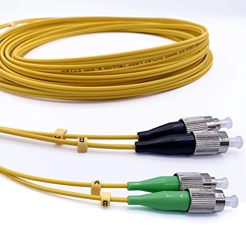 Elfcam® - 10m Câble à Fibre Optique FC/UPC à FC/APC,Monomode Duplex, Jarretière Optique 9/125μm OS2 2.0mm G652D LSZH, Jaune(10M)