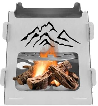 Foyer en Acier Inoxydable, Barbecue Pliableavec Sac de Transport, Grille de Barbecue Pliable Foyer de Feu de Camp Portable Barbecue au Charbon de Bois Relevable pour Camping Pique-Nique Jardin