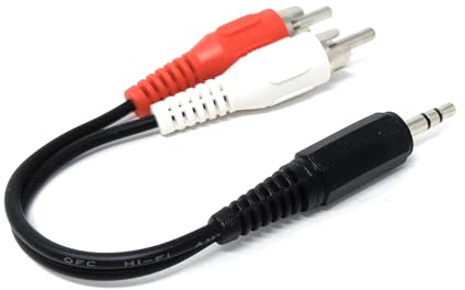 DRUT 15cm 3.5mm Stereo AUX Jack to 2 x RCA Phono Stereo Audio Cable Lead | Durable, reliable connectors. No drivers needed, plug & play. Great for Hi-Fi systems, laptops, phones, mixers, and...