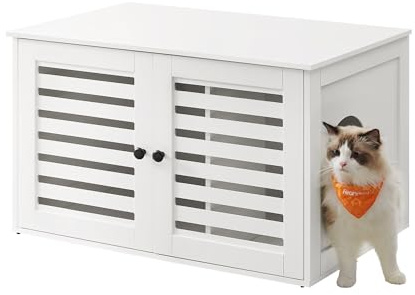 Feandrea Katzenklo-Schrank, Katzenhaus, 2 Lamellentüren, 80 x 53 x 49 cm