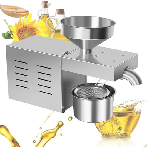 Oil Press Machine 500-1500w Hot/Cold Electric Automatic Oil Press for Peanut Sesame Sunflower Oil Machine Organic Oil Expeller for Home and Kitchen