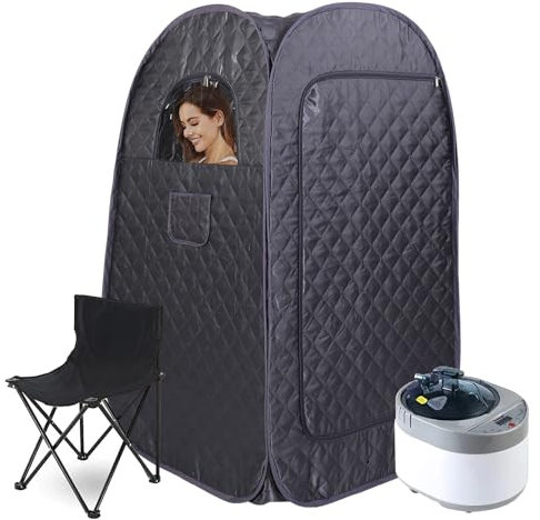 Oamger Sauna à Vapeur Portable 3L, Sauna Pliable Cabine Portable Home 1000 W, avec 1000W Vapozone Portable et Télécommande, 125 * 73 * 73cm CM Grand Espace, Sauna Portable Maigrir, Detox