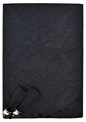 BLBMH A5 Book Covers with Tassels Adjustable Fabric Book Sleeve Cover Protector Fit for 5.5x8.4 inch Hardcover Softcover Novels Notebook - Chinese Black
