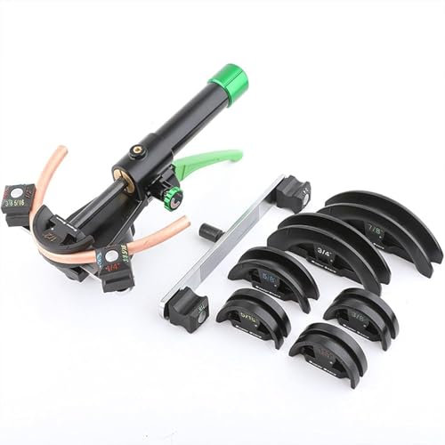Kit piegatubi Idraulico per Tubi in Rame,Piegatubi a Cricchetto in Rame, Kit Piegatubi Manuale, Piegatubi Idraulico a 90°, con 7 Matrici, per Diametro Tubo da 6 Mm a 22 Mm